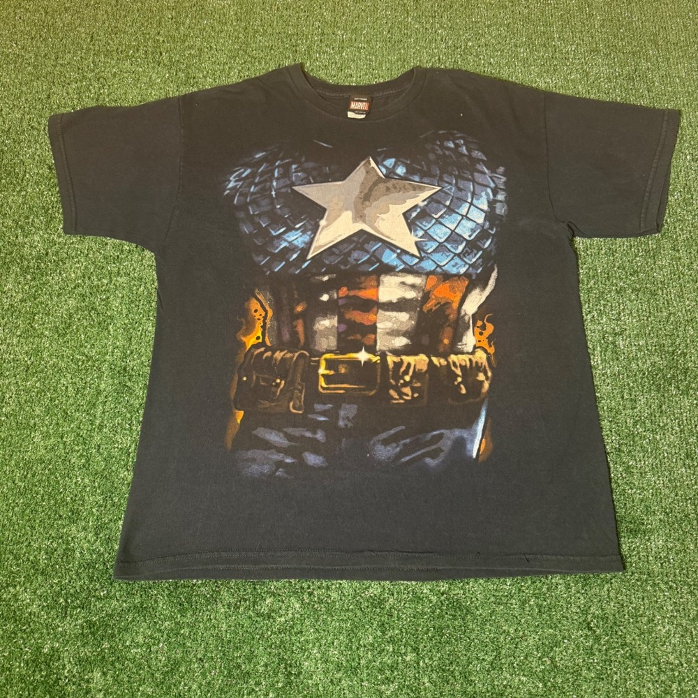 Marvel Captain America Mad Engine Graphic T-Shirt Black Mens Large L Costume
